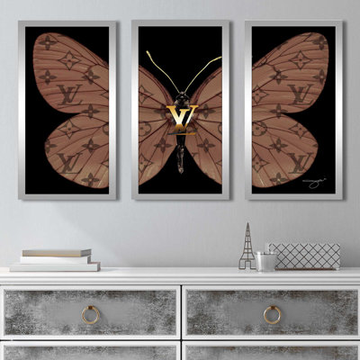 "Louis Vuitton Butterfly" par Jodi, ensemble de 3 cadres photo