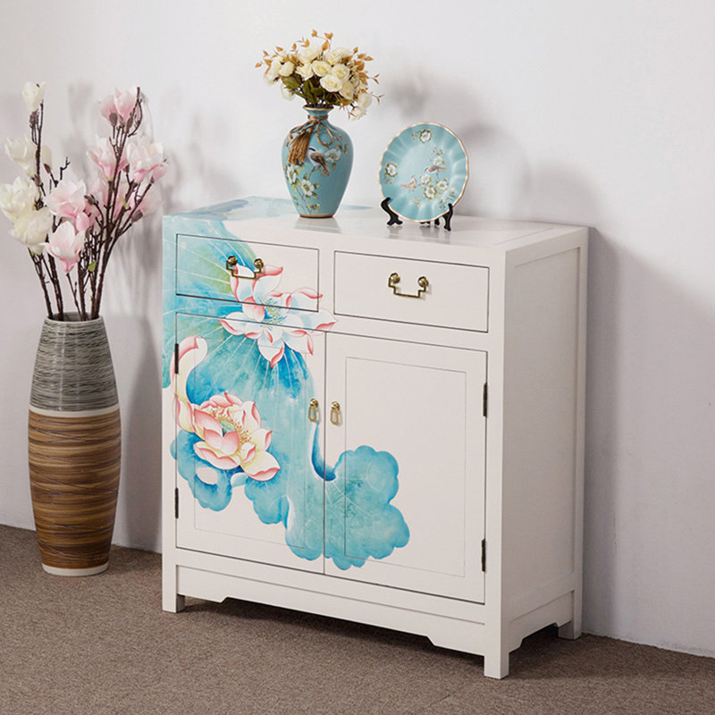 Chinese Entrance Partition Shoe Cabinet 8 Pair Solid Wood Shoe Storage Cabinet