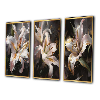«White Graceful Lilies», 3 pièces