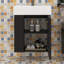 Meuble-lavabo flottant moderne 21,6 po avec lavabo en céramique, meuble de rangement mural avec porte et rangement à gauche-115165621