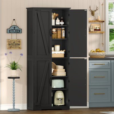 Teenfon 67" Buffet Cabinet With 4 Doors, Farmhouse Sideboards With Adjustable Shelves, Storage Cabinet For Living Room, Bathroom by Gracie Oaks