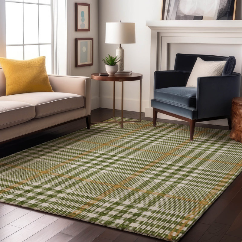 Premium Machine Washable Corry AMF1054 Plaid Rug, Rectangle 3' x 5'
