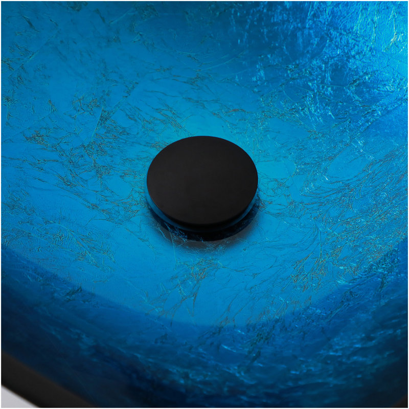Lavabo de salle de bain vasque en verre trempé artistique avec robinet et bonde escamotable, bleu