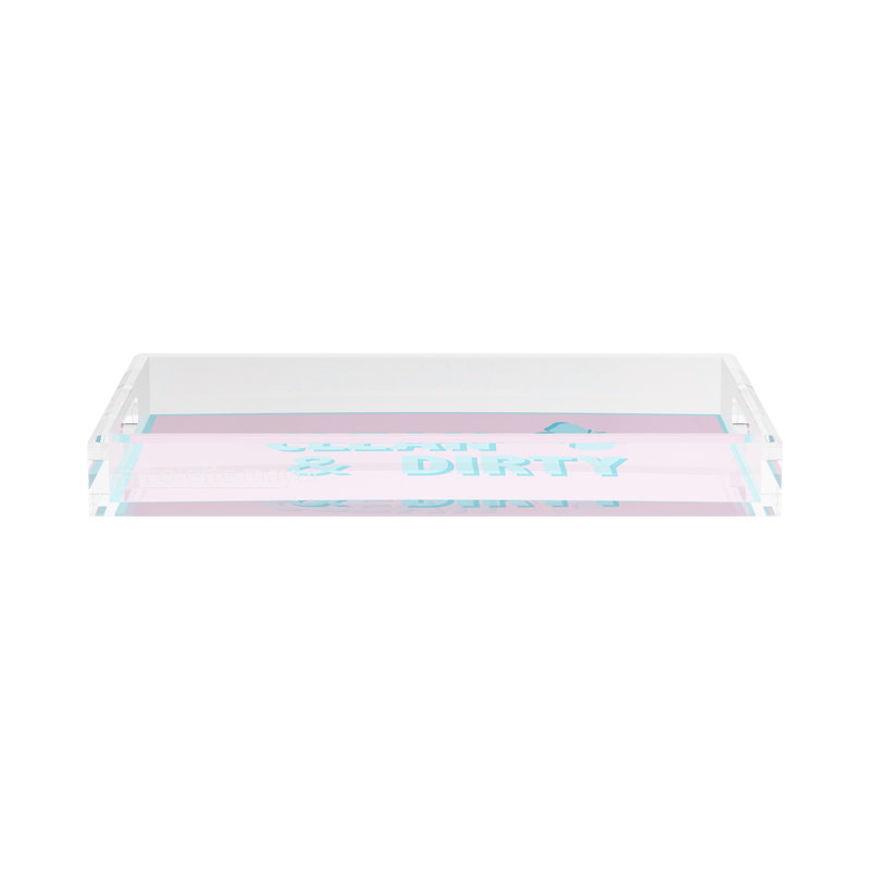 Decorative Tray, 2" H x 17" W x 10.5" D, Pale Pink/Blue