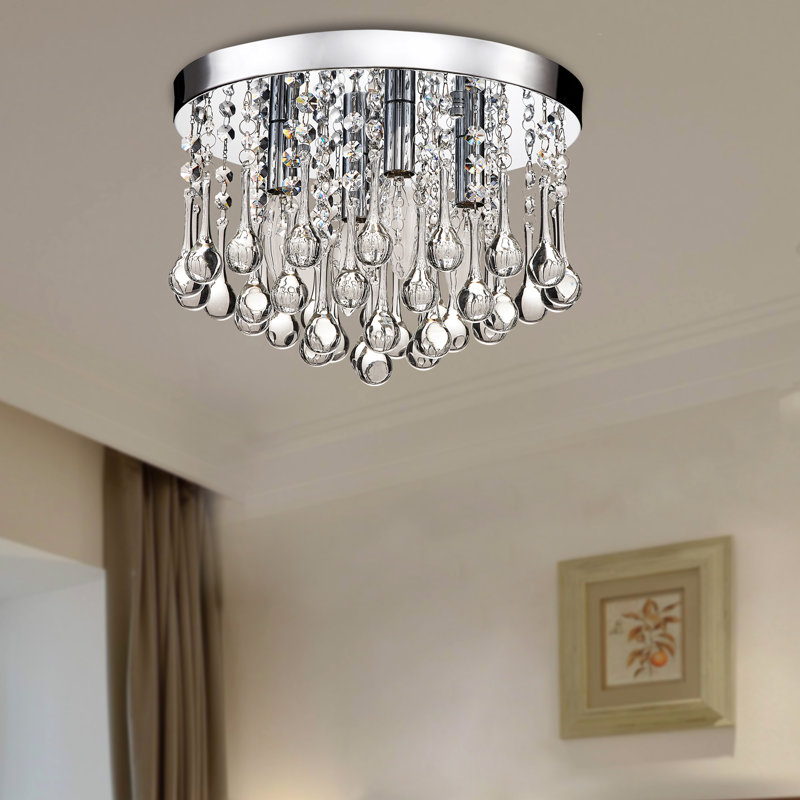 Plafonnier encastré chromé 11,8 po à 4 lumières Crosland