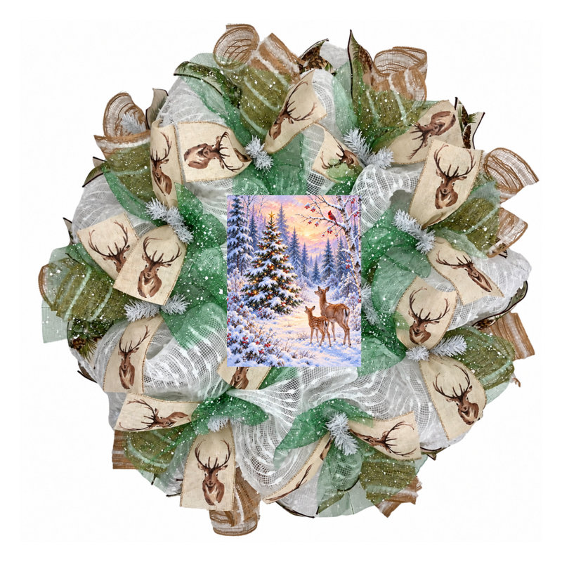 Couronne de porte personnalisable Winter Deer