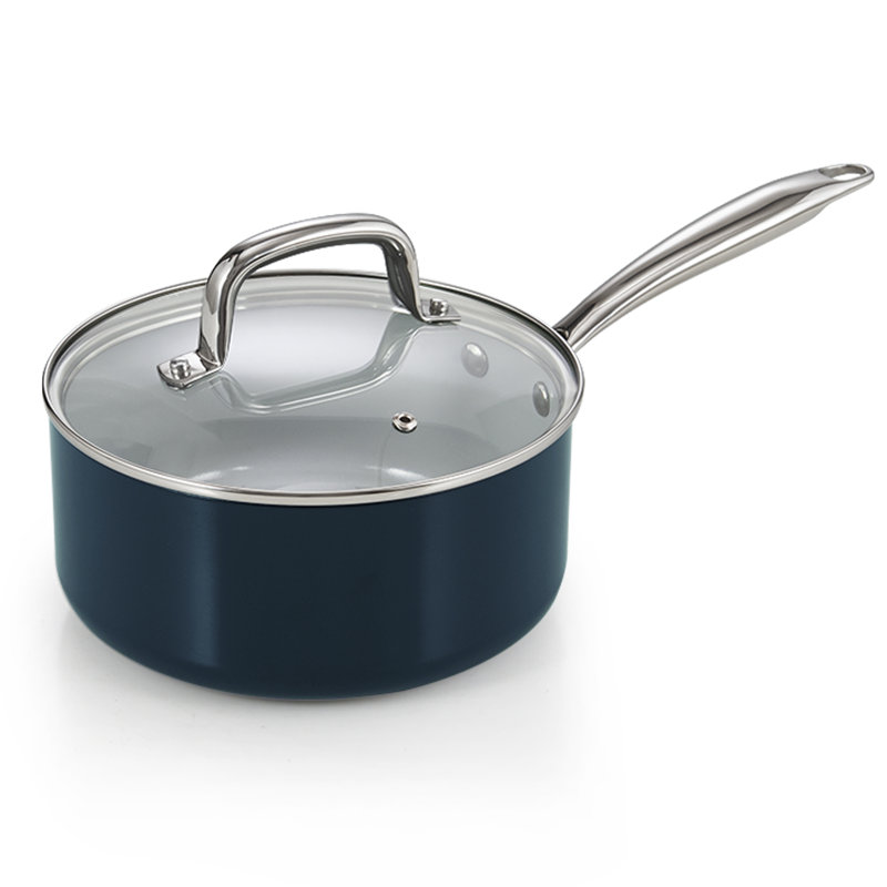 Casserole antiadhésive en céramique avec couvercle en verre de 3 pintes Cook N Home Classic, Bleu