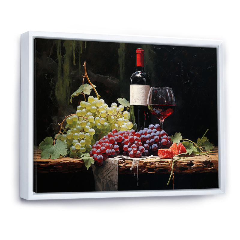 Cabernets Calm II sur toile, Cadre flottant blanc, H 12 po x l 20 po x P 1 po