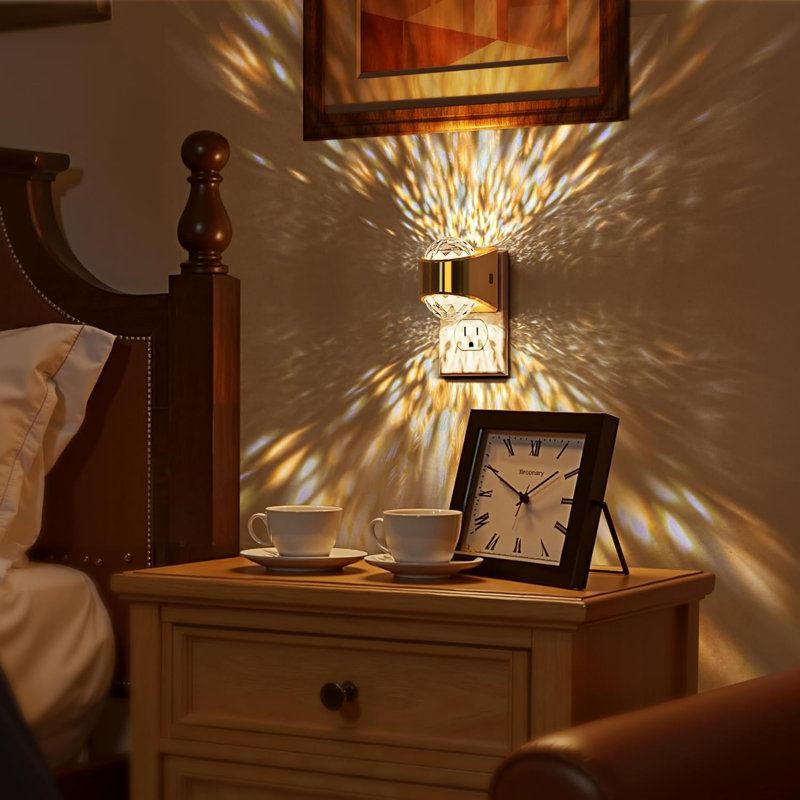 Night Light, Gold Night Lights Plug into Wall 2Pack LED Projector | Soft White Night Light for Bedroom, Dimmable Brightness Dusk to Dawn Nightlight for Bathroom, Gaming Room, Home Decor