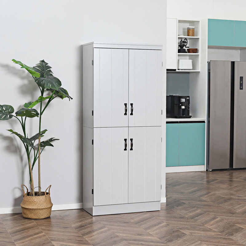 Grande armoire de rangement autoportante avec 4 portes, Gris