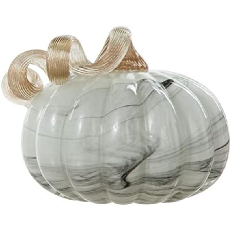 Décoration de table de citrouille en verre soufflé à la main pour la récolte d'automne pour marbre gris mère H 4,13 po