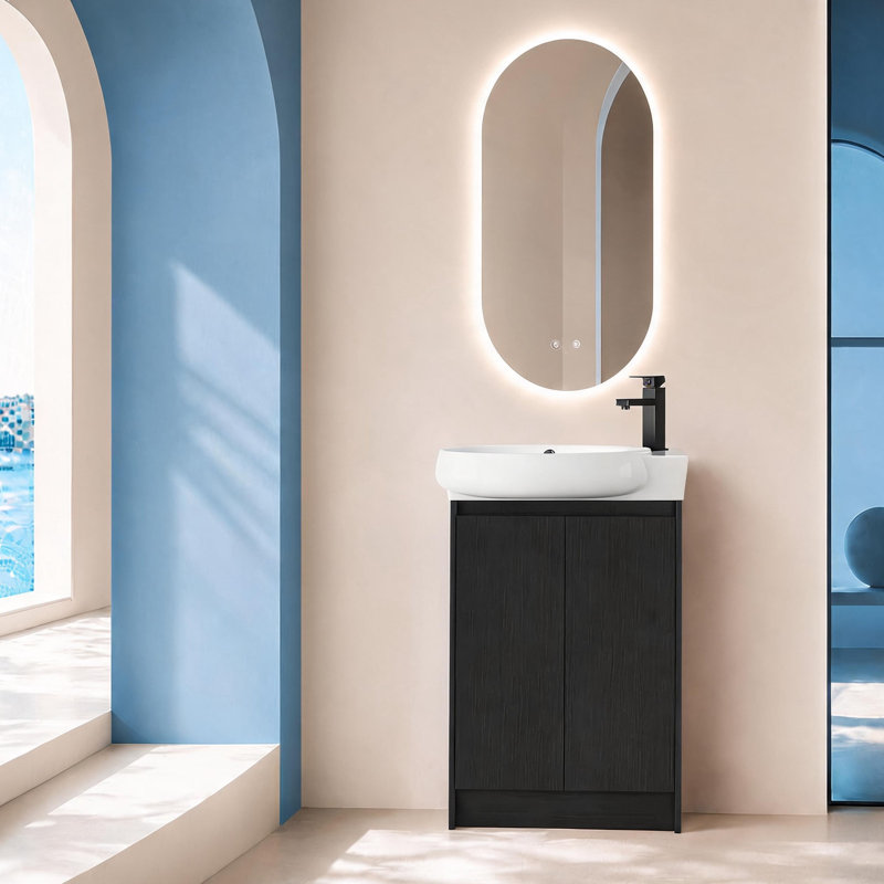Meuble-lavabo autoportant 23 po Bend (assemblé), Noir
