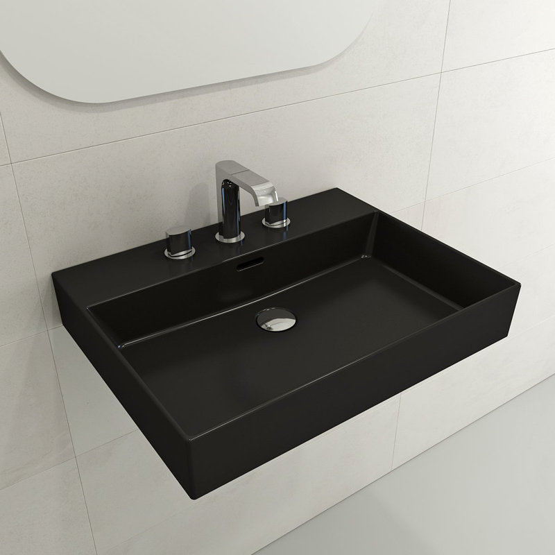 Milano 23.82'' L Bathroom Sink, Matte Black, Single-Hole