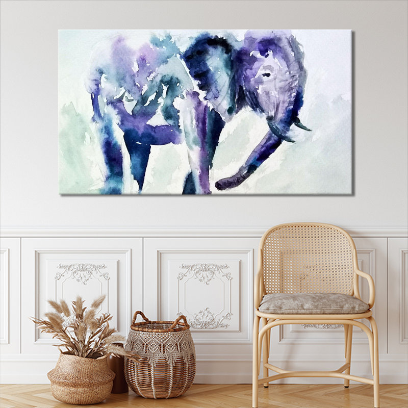 Colourful African Elephant - Wrapped Canvas Print, 31cm H x 51cm W
