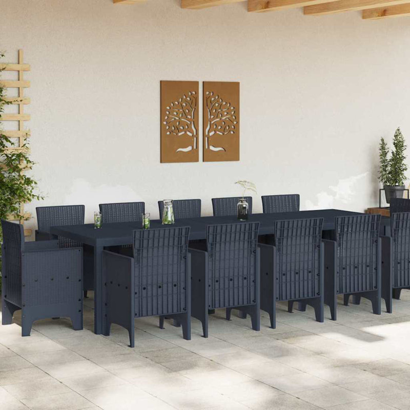 vidaXL Garden Dining Set 13 pcs Anthracite Plastic, 12