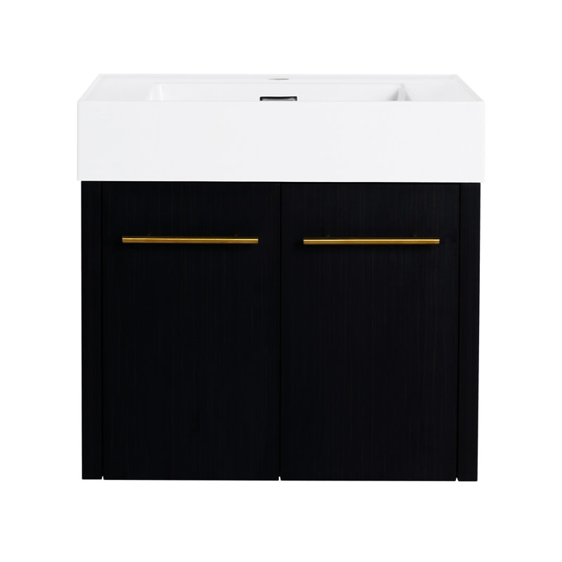 Meuble-lavabo mural avec résine d'évier, porte, armoire de rangement pour salle de bain