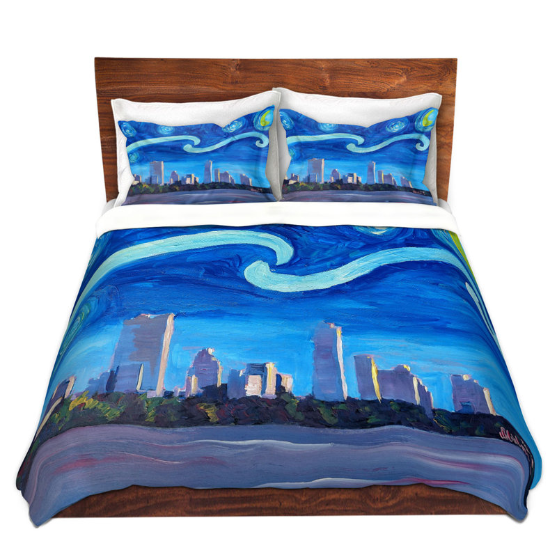 Ensemble de housse de couette horizon austin starry night, 1 housse + 2 taies très grand lit