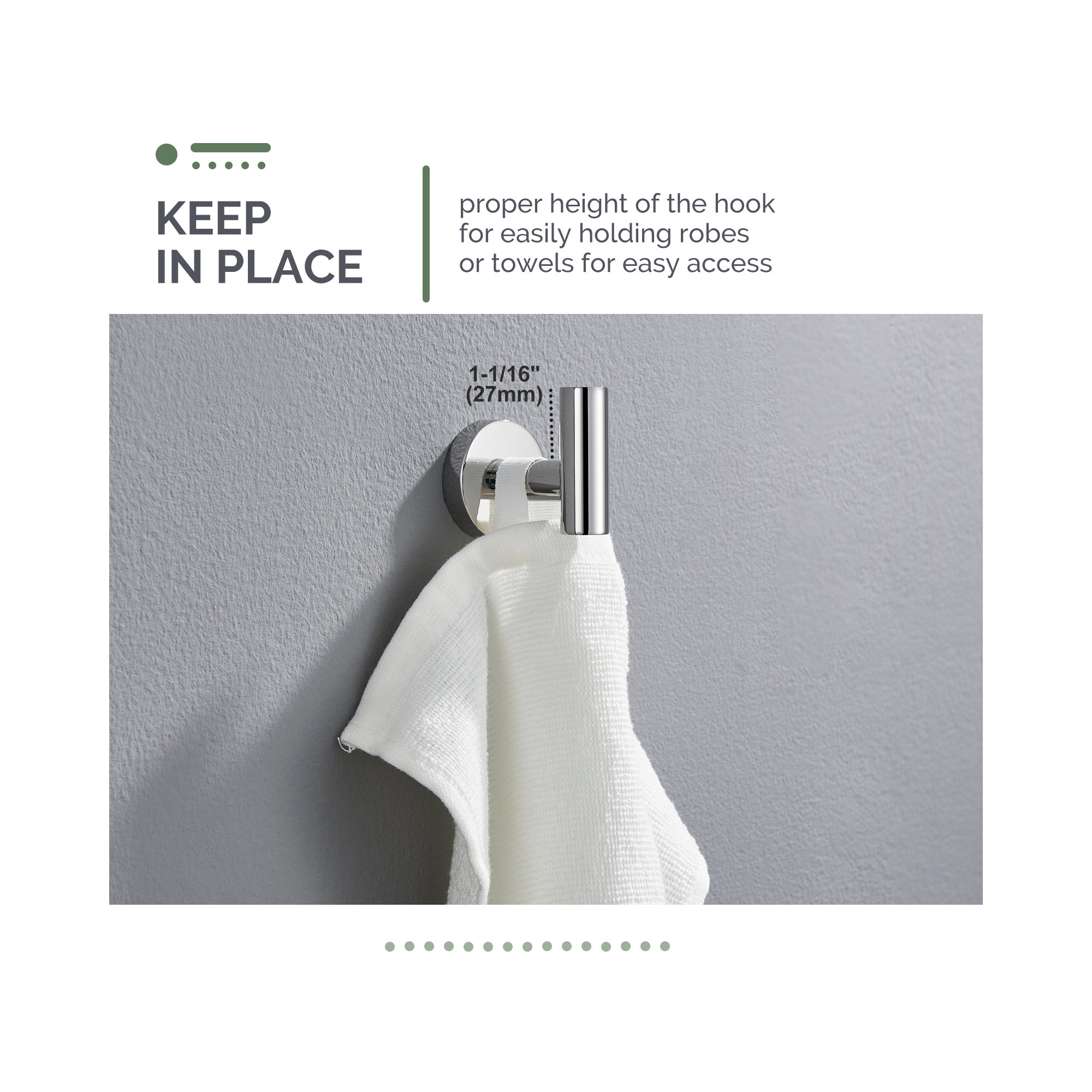 Wall Mounted Towel Hook, Polished Chrome