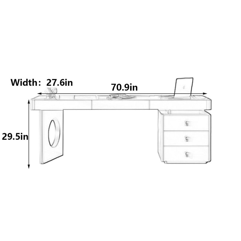Lesko, H 29,5 po x l 70,9 po x P 27,6 po