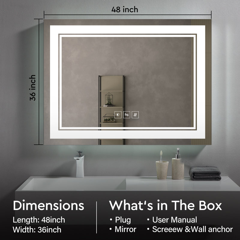 Miroir mural Condy, Rectangle, 36 po x 48 po