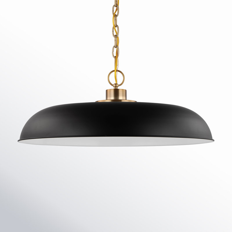 Eddy 1 - Light Single Pendant, Matte Black/Burnished Brass, 8" H x 24" W x 24" D
