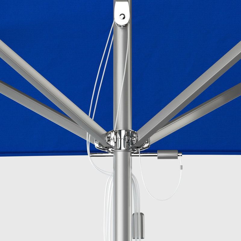 Parasol de marché carré 6 pi Manuell, Toile Sunbrella® bleu pacifique