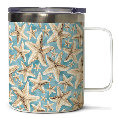 Tasse en acier inoxydable avec couvercle 12 oz. Highland Dunes Starfish Galore