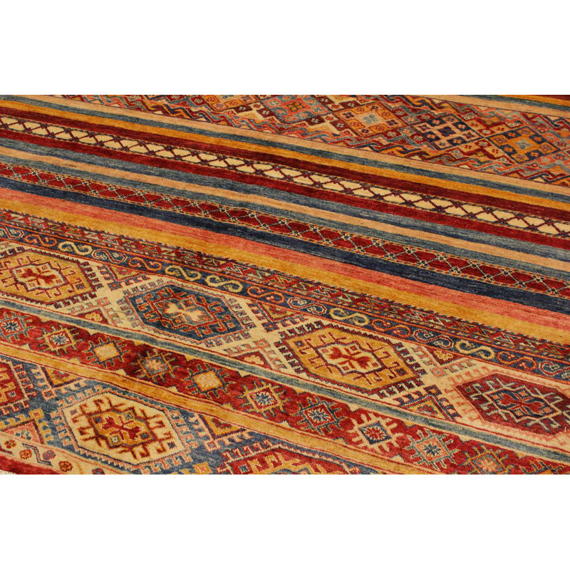 Tapis orange / rouge en laine noué à la main marocain de 5 pi 8 po x 8 pi Lovorko
