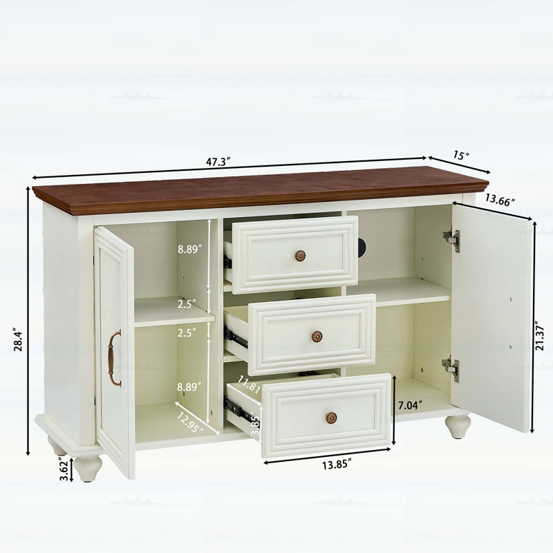 Buffet moderne avec rangement spacieux, Brun / Blanc