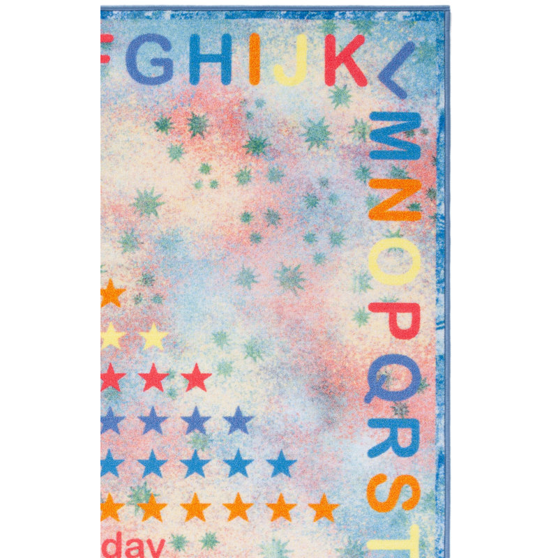 Tapis bleu / orange Bottone, Rectangle 7 pi 9 po x 10 pi