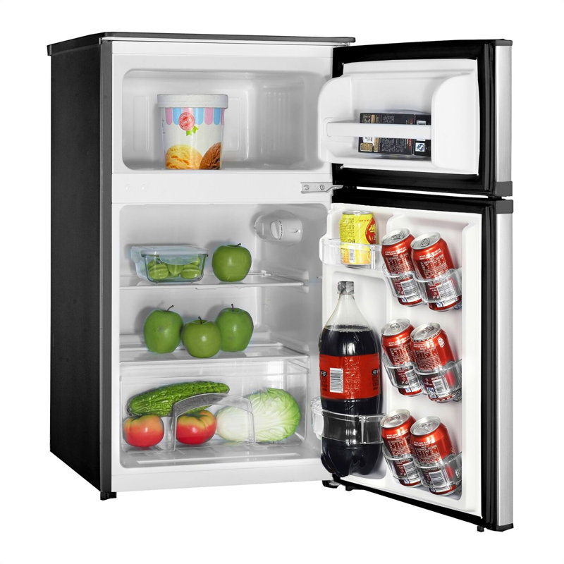 Magic Chef 3,1 pieds cubes Réfrigérateur avec congélateur supérieur en noir, Argent argent
