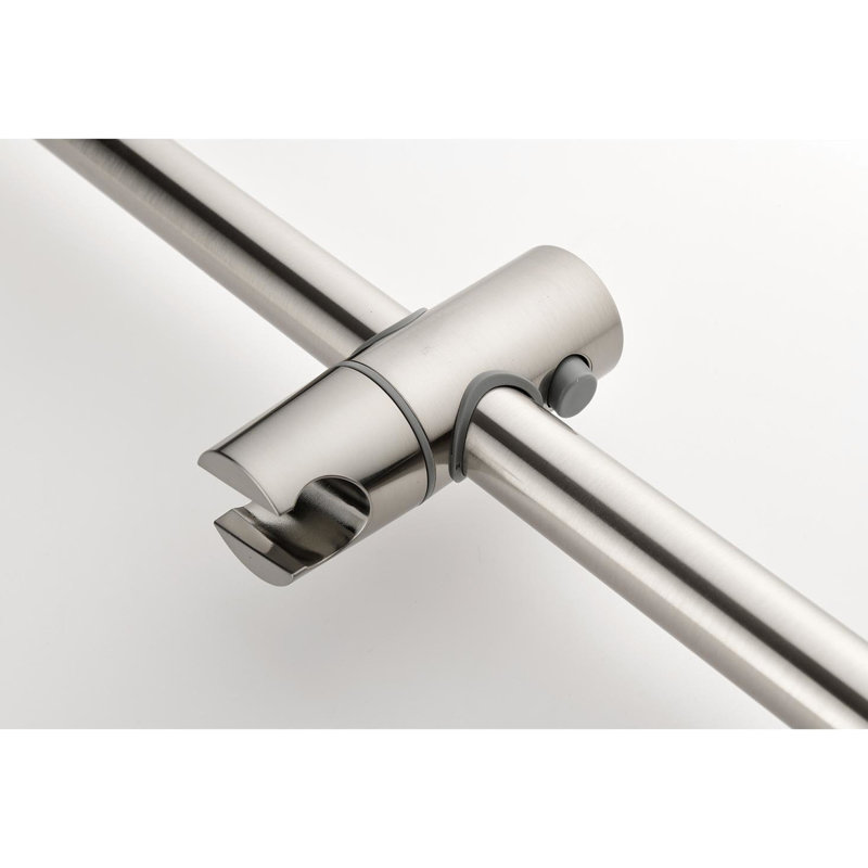 Stylish Shower System In Brushed Nickel: Head, Hand Shower, Slide Bar, Bodysprays, Arm, Hose, Valve Trim Equipment With Trim: Hose