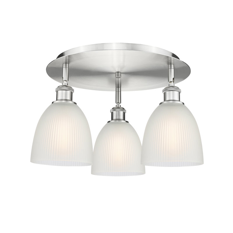 Plafonnier encastré en verre Berush, Blanc, Nickel satiné