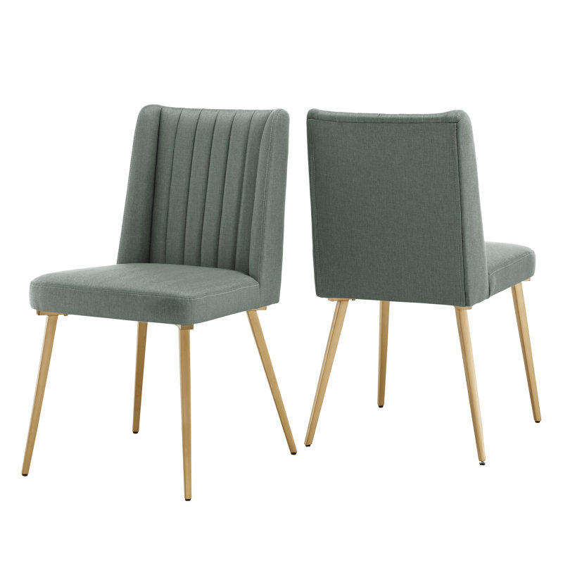 Simmerman 4-Person Round Upholstered Dining Set, Aqua Green