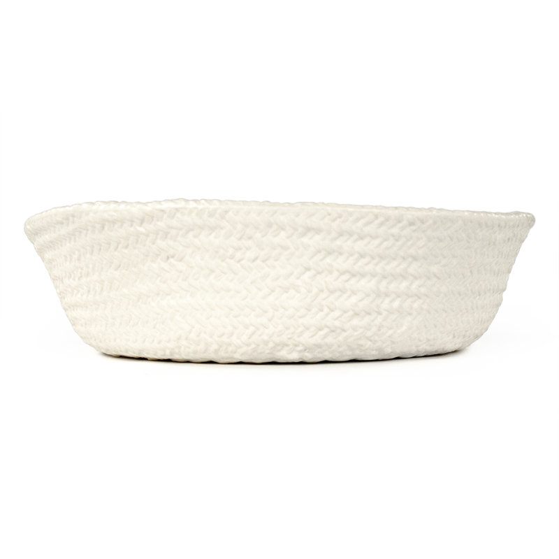 Cross Weave Earthenware Salad Bowl, White
