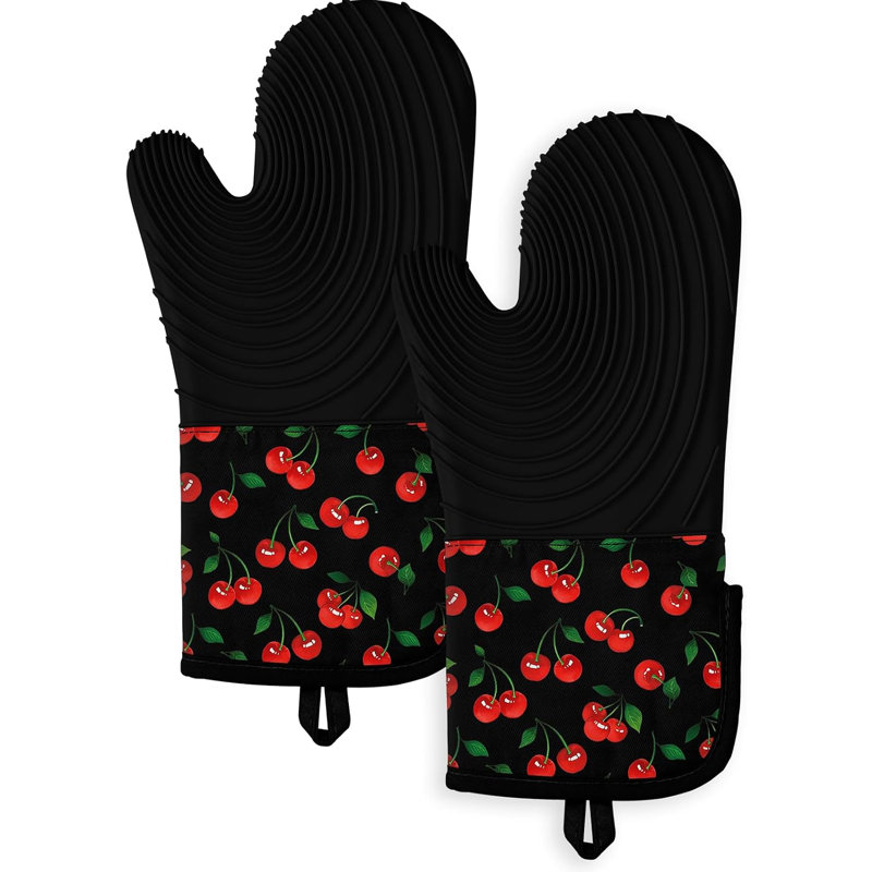 Ensemble de 2 longues maniques longues en silicone motif cerise Y2K