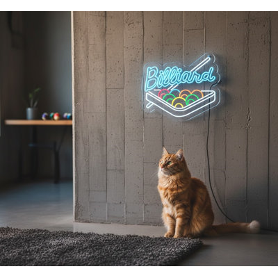  | Billiard Neon Sign | Crafted with High-quality, Durable Neon Tubing That Illuminates Brightly with Consistent Color for Over 50,000 Hours, Perfect for Home Bars and Game Rooms | 23x28 | Blue, White, Red, Yellow, Green, Orange