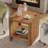 Solid Wood End Table, 2-Tier Rustic Side Table with Open Shelf, Natural Wood