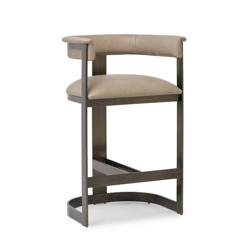 Darcy Upholstered Bar Stool, Antique Bronze/Fawn Taupe, Counter Stool (27" Seat Height)