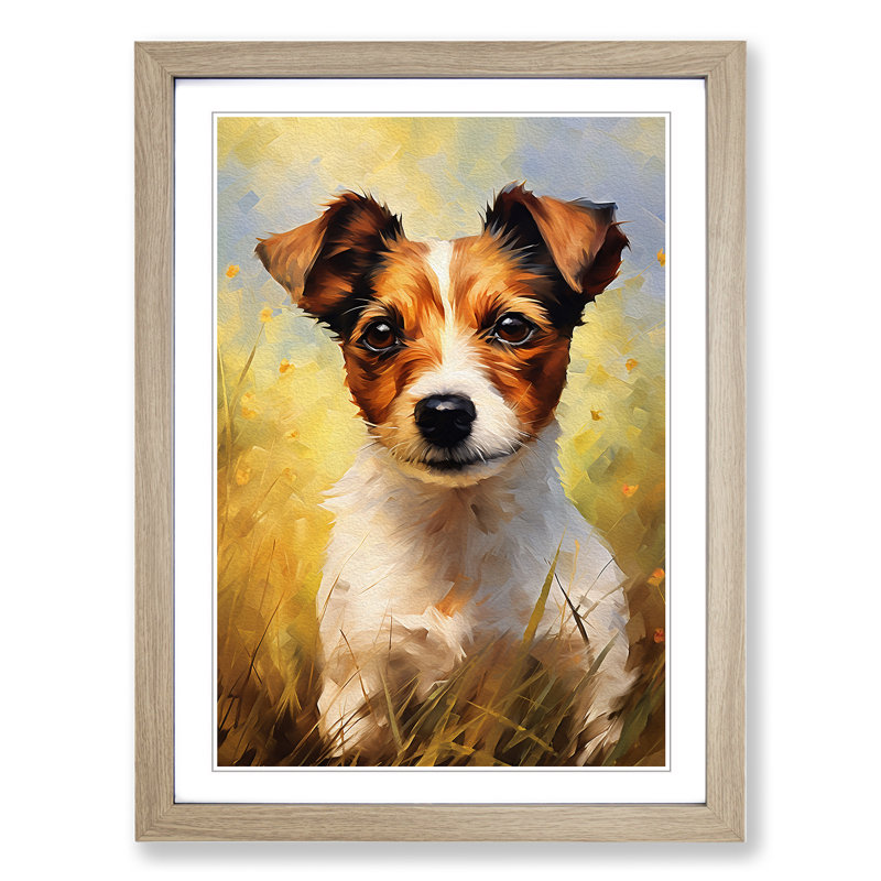 Jack Russell Impressionism - Framed Print, Oak Framed, 46cm H x 34cm W x 2cm D