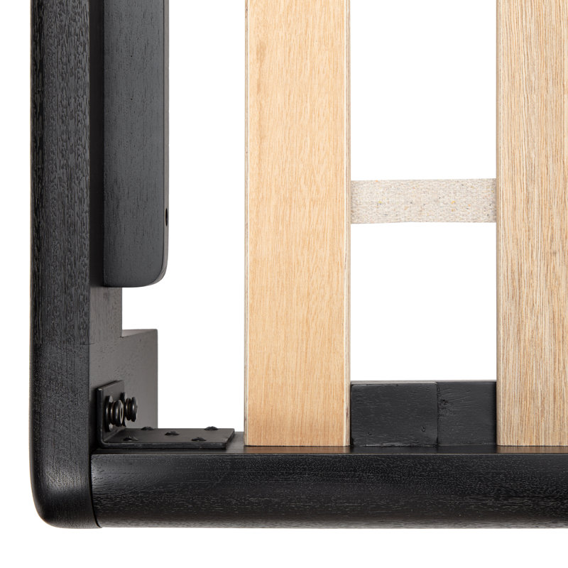 Grand lit plateforme en bois massif Jeannie, Noir