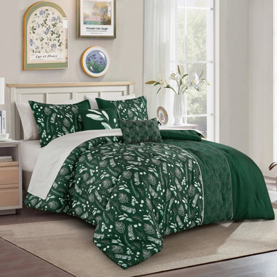 Ensemble d'édredon 9 pièces pour très grand lit avec imprimé matelassé et imprimé, microfibre douce, 100% polyester, collection de literie toutes saisons