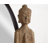Petroskey Polystone Meditating Buddha Decorative Beige Sculpture with Engraved Carvings and Relief Detailing