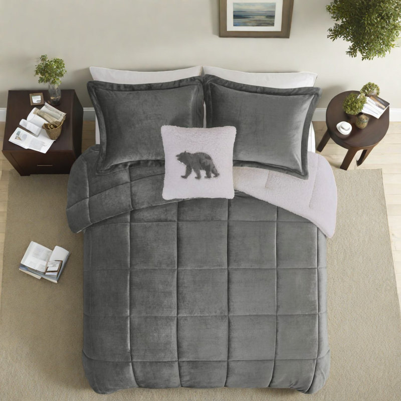 Ensembles de literie douillets en sherpa douillet, polyester moelleux, conception rustique pour la maison