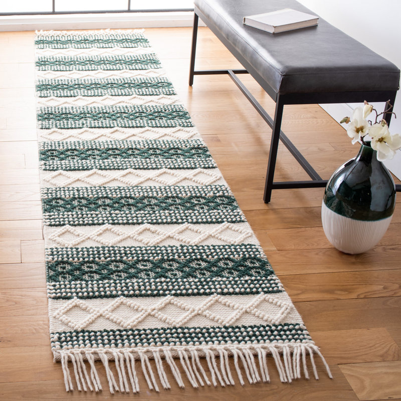Natura Hand Woven Wool Striped Rug, Runner 2'3" x 9'