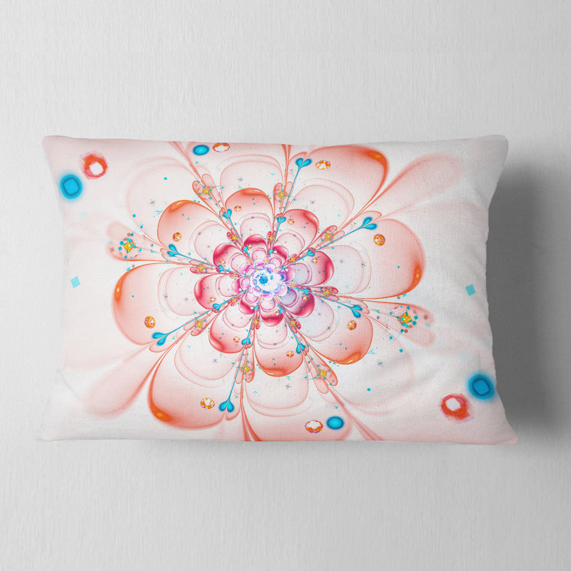 Coussin lombaire à fleurs fractales impeccable perfect, Rouge / Bleu