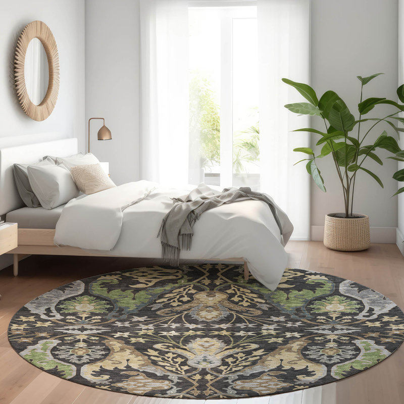 Tapis intérieur / extérieur noir Alfreda , 2'3" x 7'6"