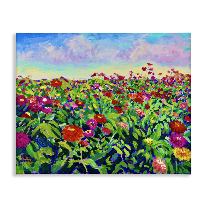 Toile «Hot Summer Blooms», conception par Lee Ann Zirbes, H 16 po x l 20 po