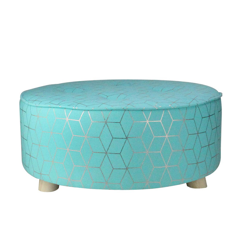 Tabouret 20 "à imprimé géométrique bleu et cuivre