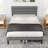 Metal Platform Bed Frame With Linen Upholstered Headboard-611230085